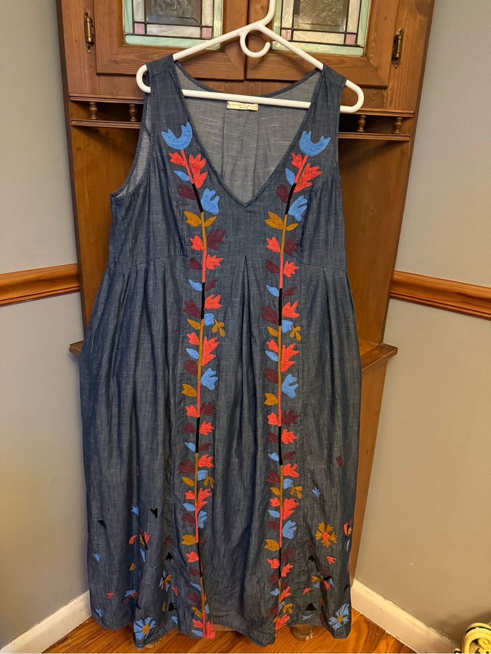 eshakti wayward fancies  V-Neck Maxi Dress with Multicolor Floral Embroidery1X-2